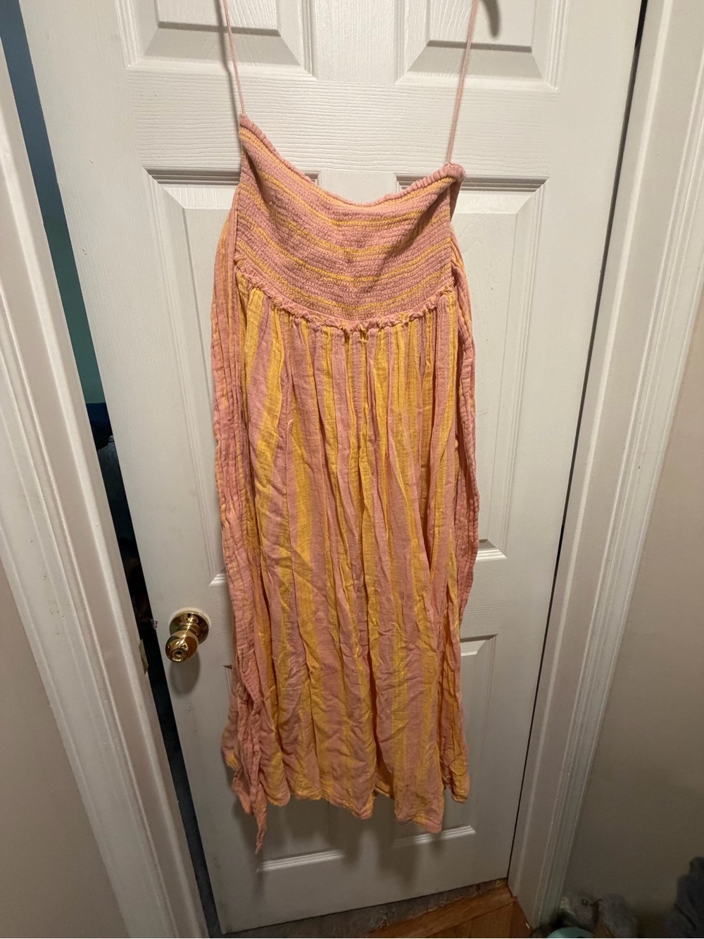 Free People Strapless Pink and Yellow Striped Maxi Dress - Large - Picture 7 of 8